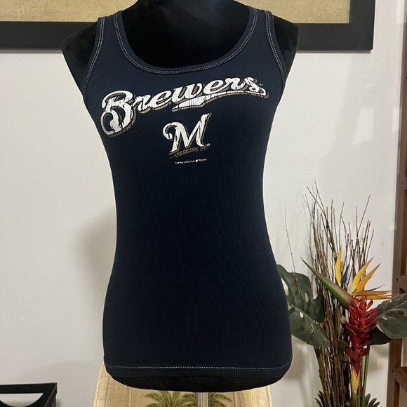 Genuine Merchandise Tops - Genuine Merchandise Milwaukee Brewers MLB Women's Navy-Blue Tank Top Medium